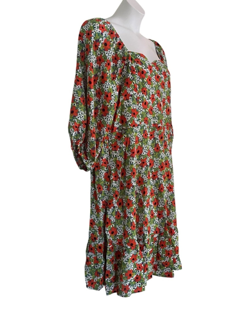 Davi and Dani Green Red Floral Smocked Mini Dress Womens Plus Size 3XL NWT - Picture 5 of 11